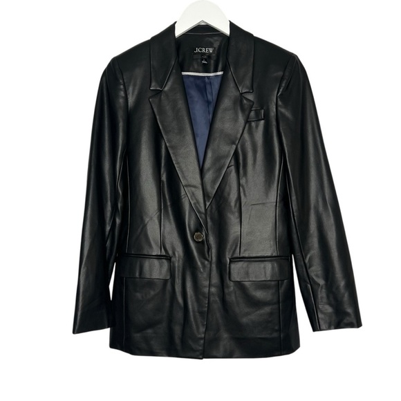 J Crew Willa Faux Leather Blazer Black Size 2 NEW - Picture 5 of 14